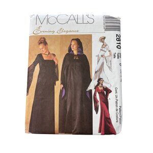 McCalls 2810 Sewing Pattern Size 12-16 Evening Elegance Gown Goth Cape UNCUT